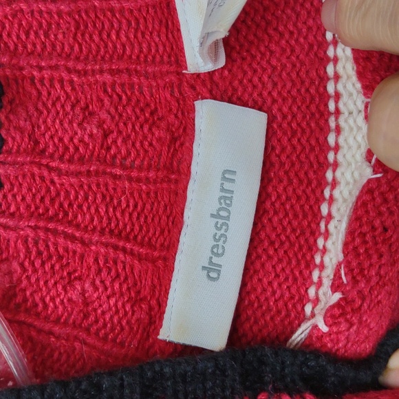 Dressbarn LS Red Cable Knit Mockneck Snowmen Snowflakes Embellished Sweater - Picture 15 of 16